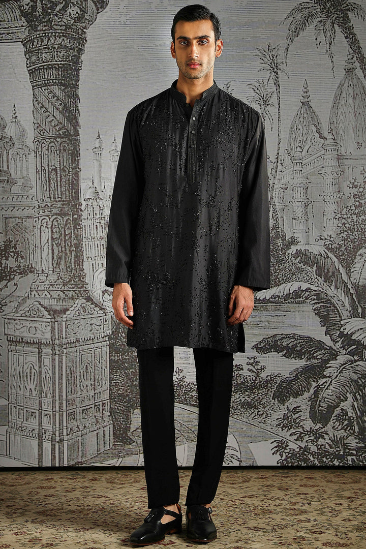 Black Regal Texture Kurta Set