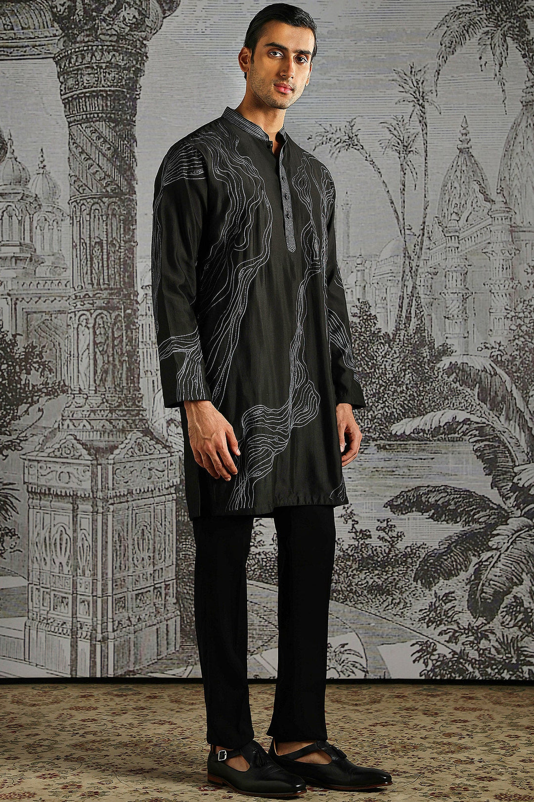 Black Onyx Minimal Kurta Set