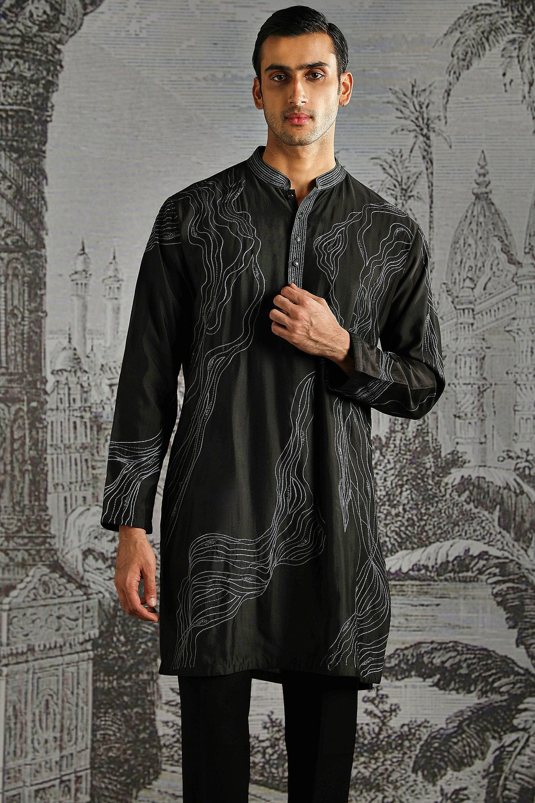 Black Onyx Minimal Kurta Set