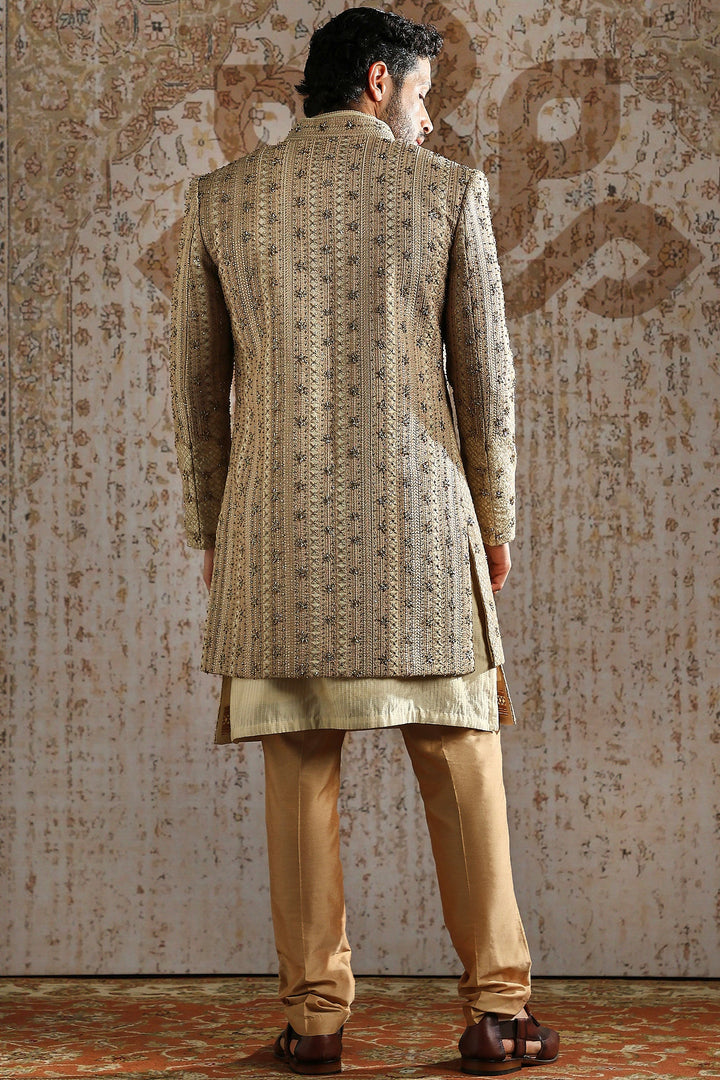 Gold Antique Brocade Indowestern Set