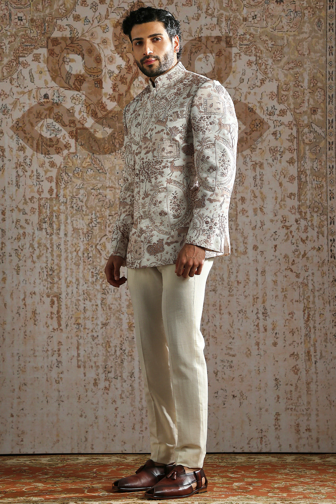 Ivory Brocade Heritage Bandhgala Set