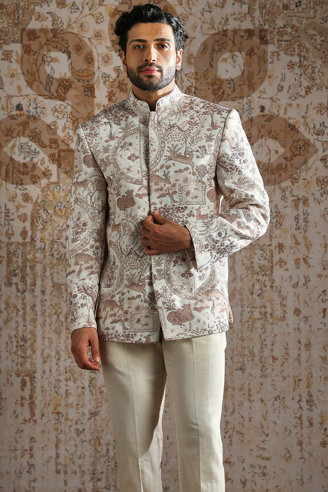 Ivory Brocade Heritage Bandhgala Set