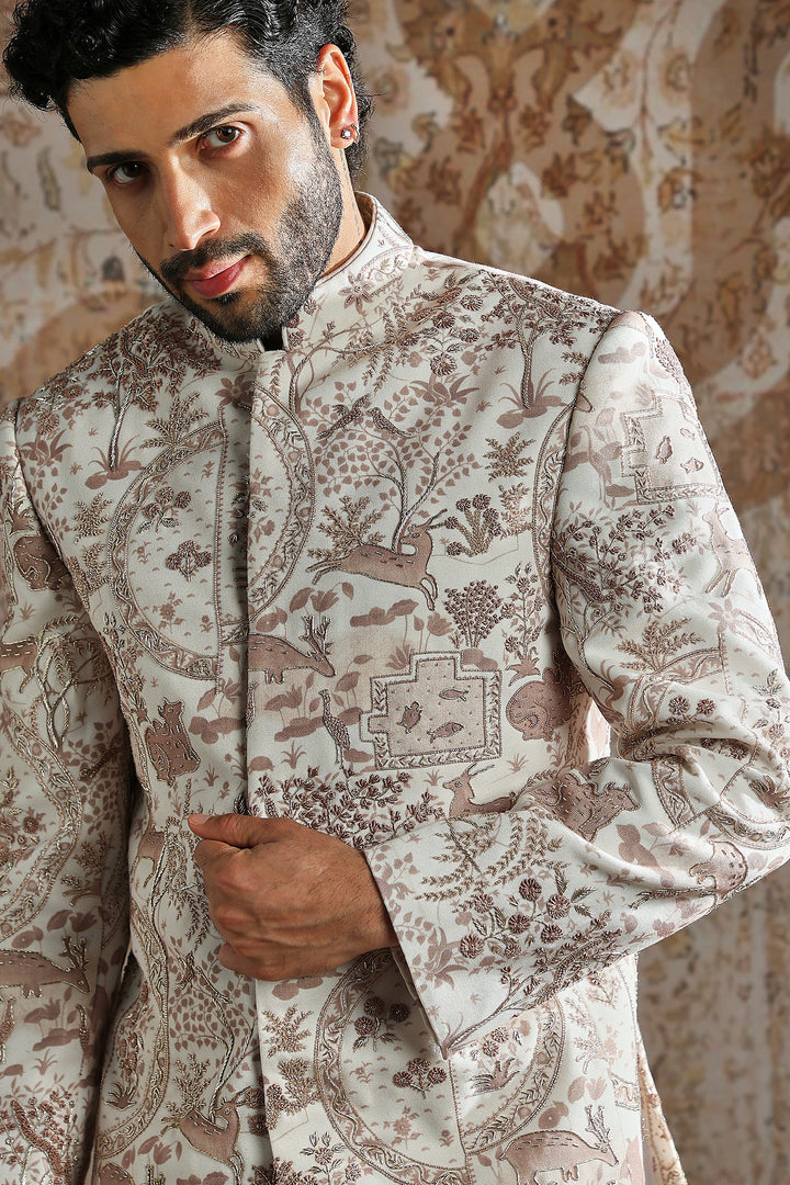 Ivory Brocade Heritage Bandhgala Set