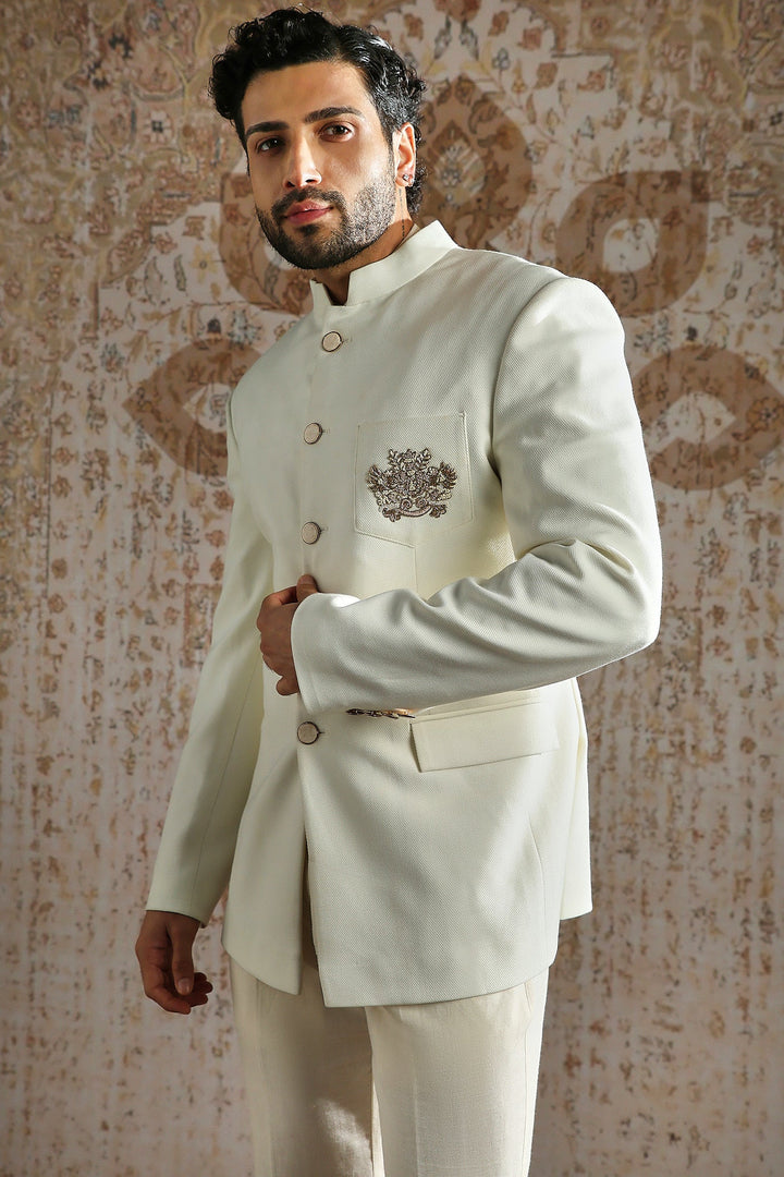 Ivory Royal Crest Bandhgala Set