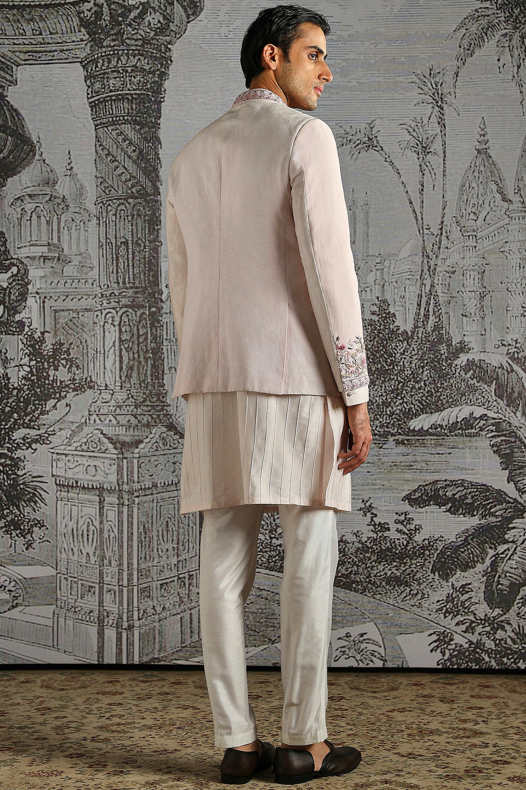 Dusty Pink Embroidered Bandhgala Set
