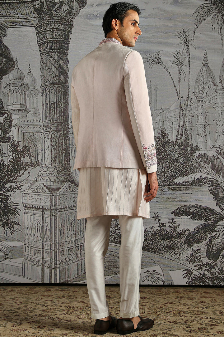 Dusty Pink Embroidered Bandhgala Set