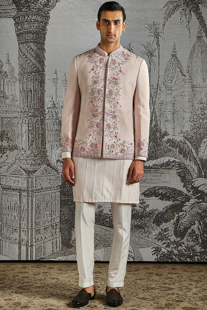 Dusty Pink Embroidered Bandhgala Set