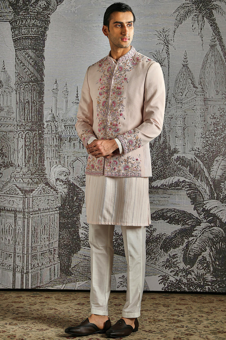 Dusty Pink Embroidered Bandhgala Set