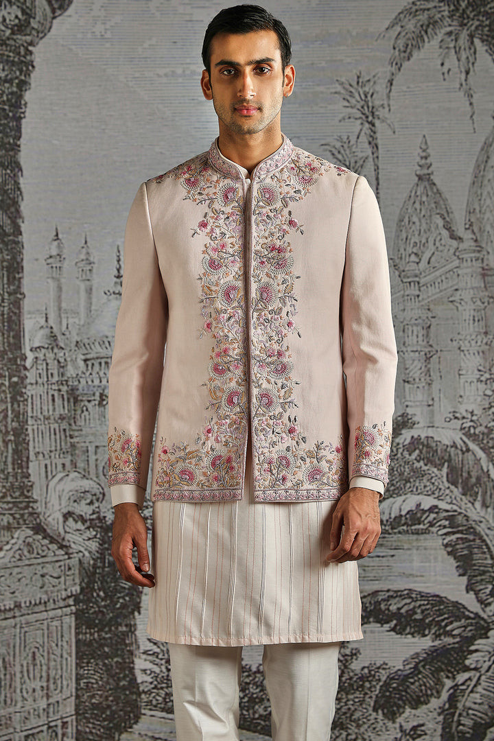 Dusty Pink Embroidered Bandhgala Set