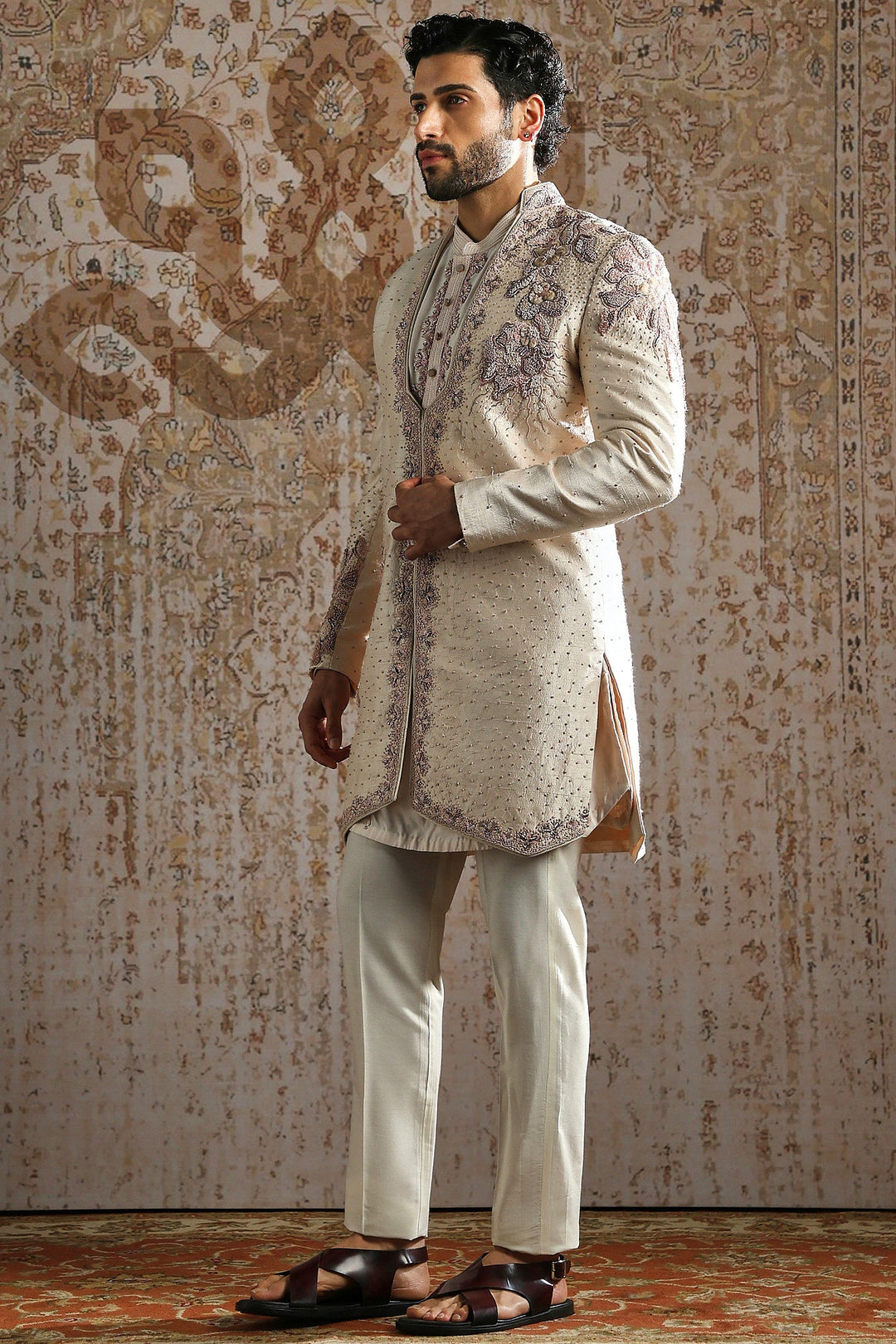 Pearl Embroidered Angrakha Indowestern Set