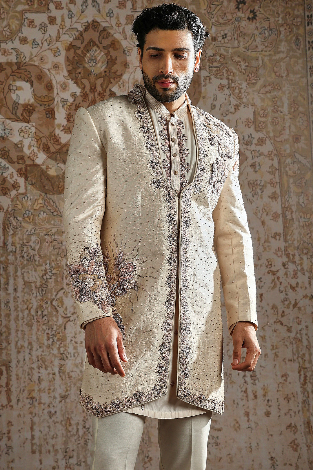 Pearl Embroidered Angrakha Indowestern Set