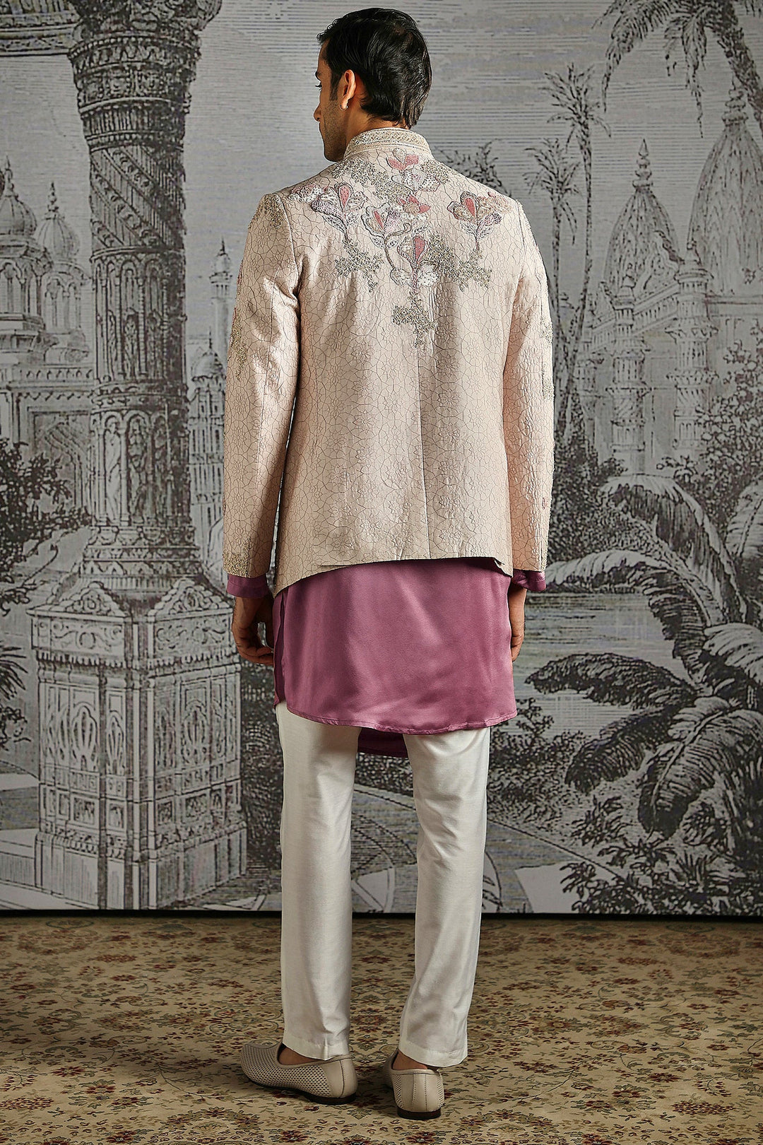 Lilac Metallic Statement Bandhgala Set