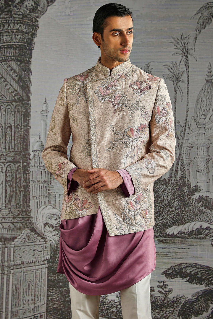 Lilac Metallic Statement Bandhgala Set
