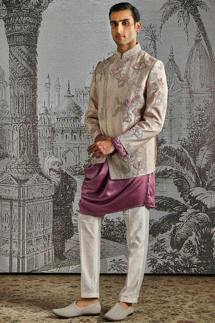 Lilac Metallic Statement Bandhgala Set