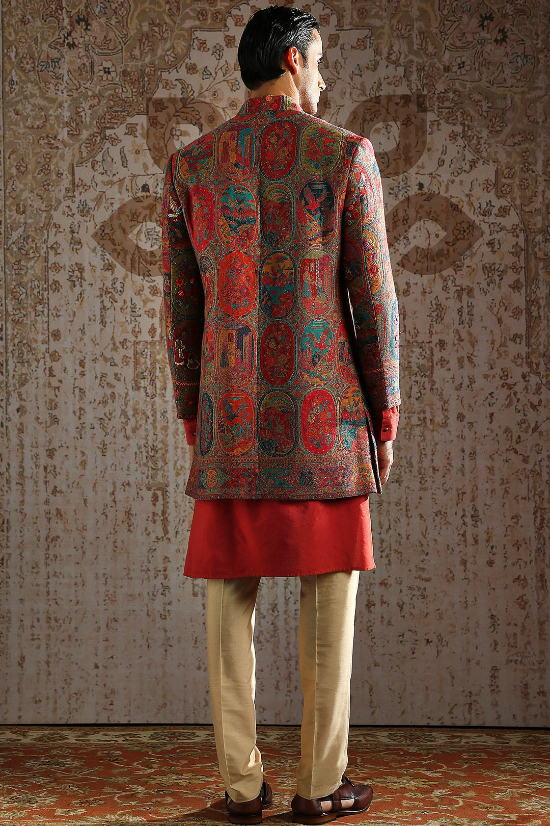 Multi-Color Pashmina Embroidered Indowestern Set