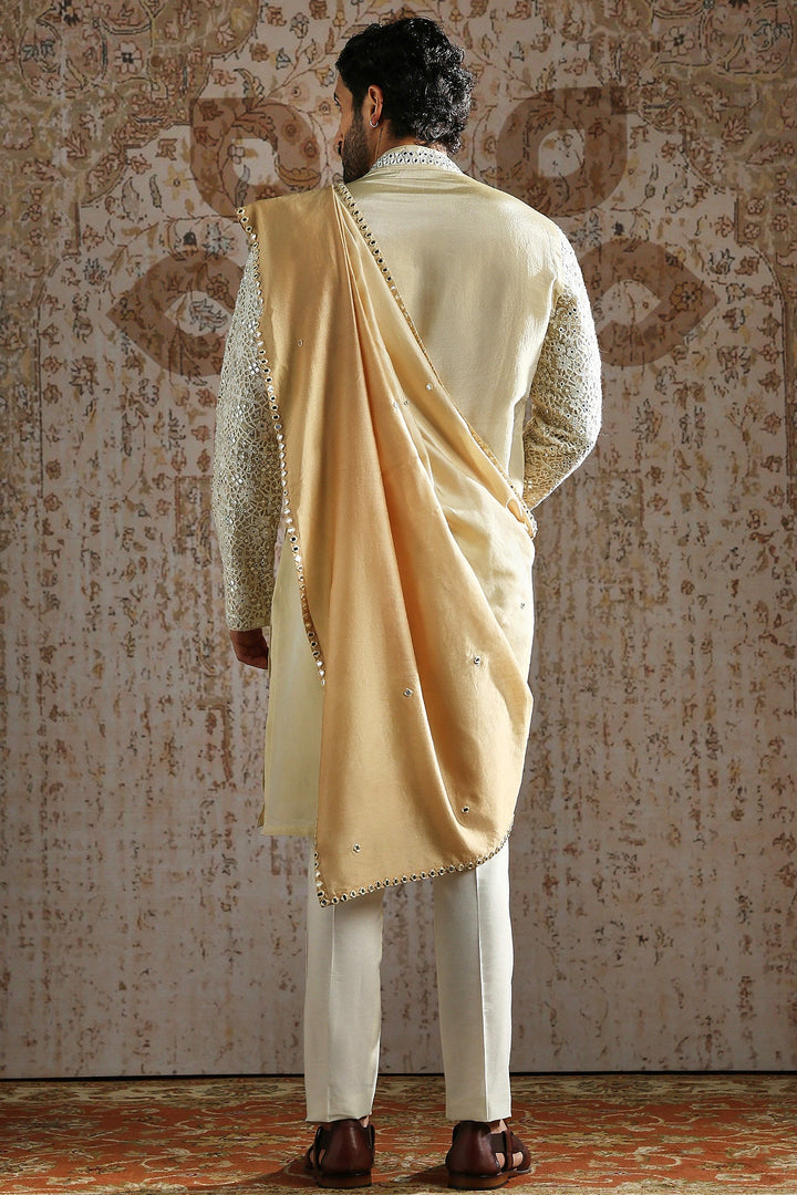 Honey Gold Embroidered Royal Kurta Set