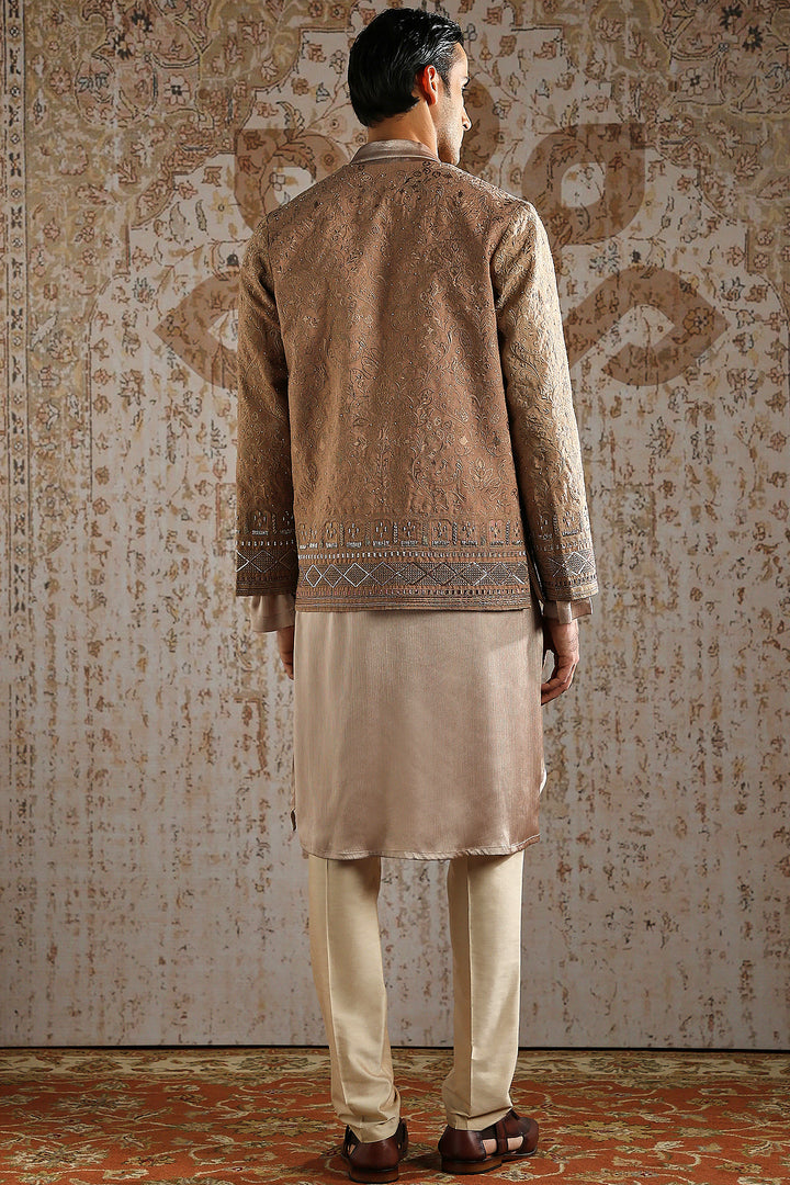 Champagne Threaded Elegance Bandhgala Set