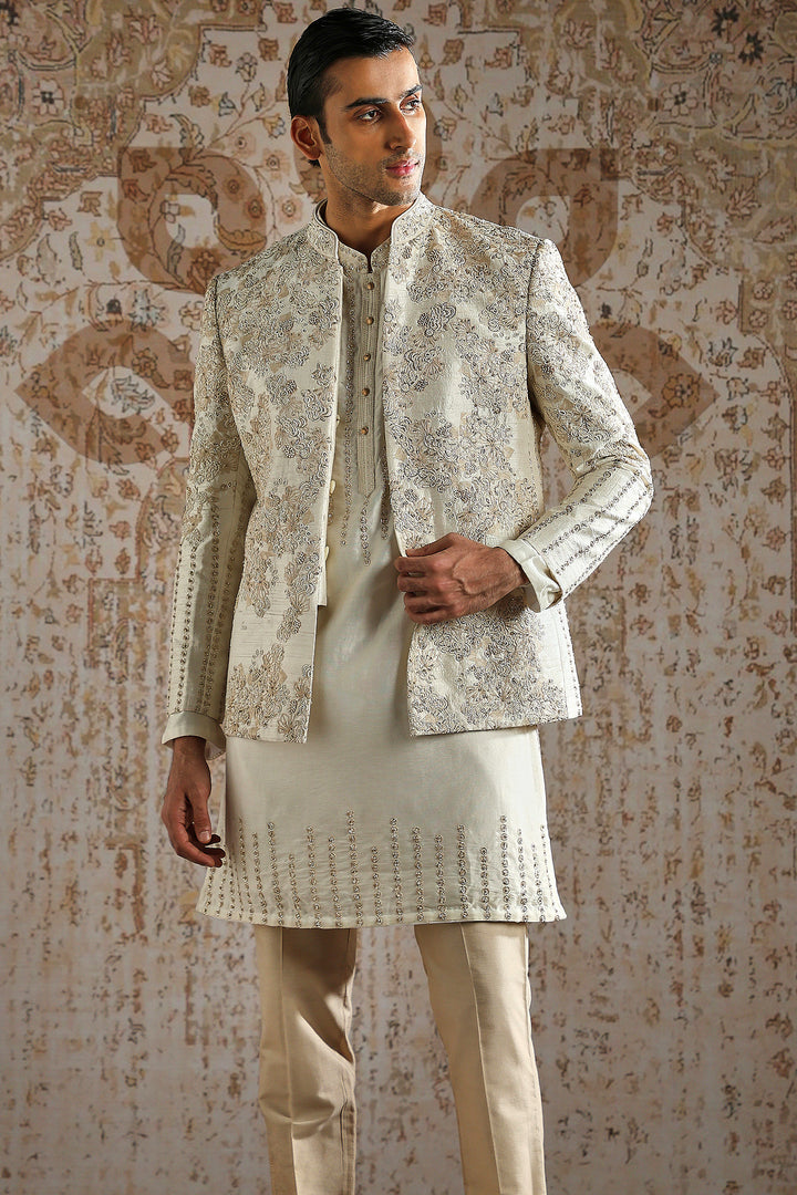 Ivory Hand-Embroidered Regal Bandhgala Set
