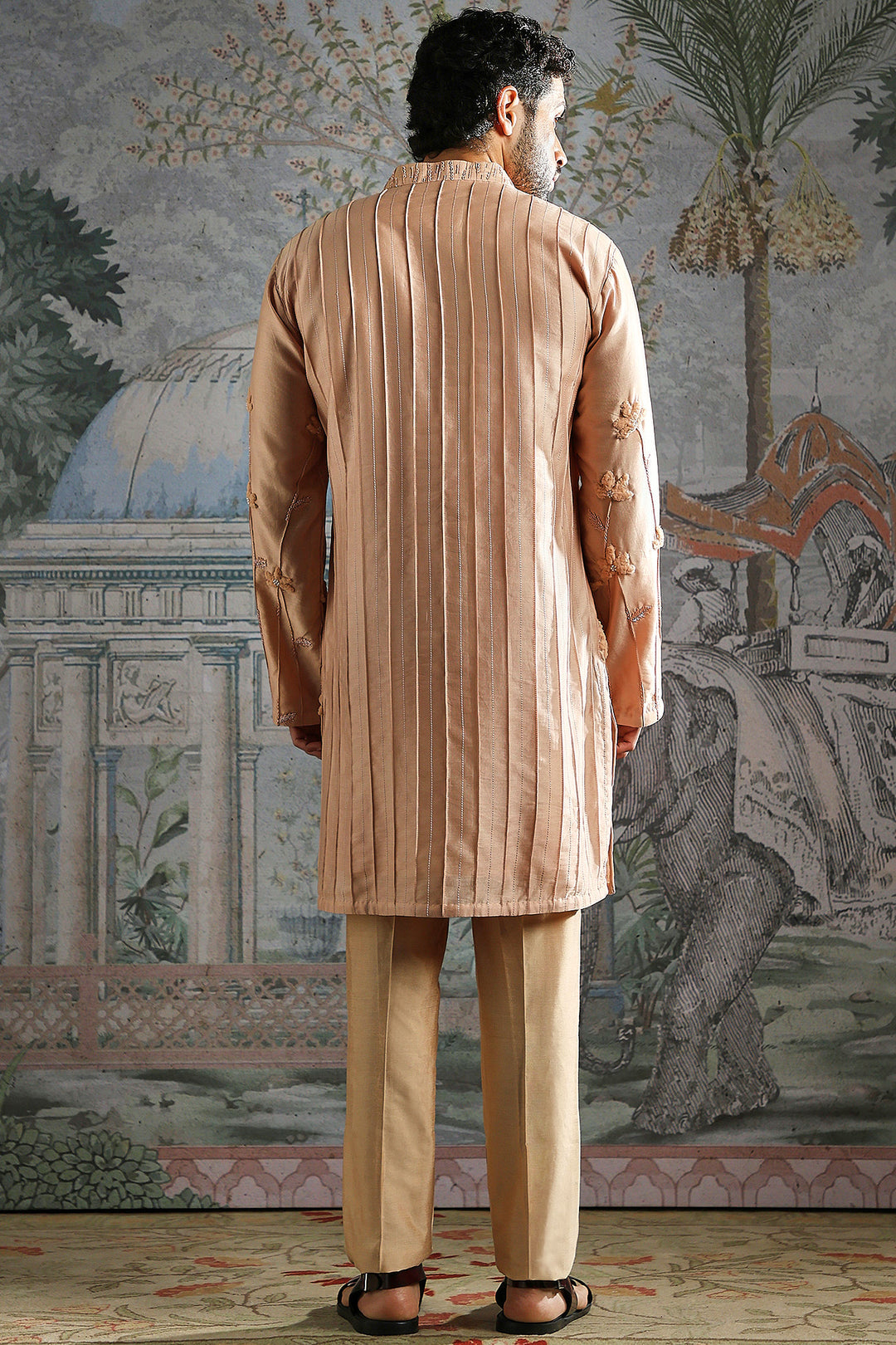 Nude Diamond-Floral Textured Embroidered Kurta Set