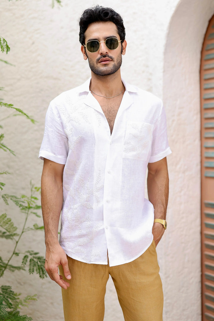 Purchase White Cuban Embroidered Shirt Today