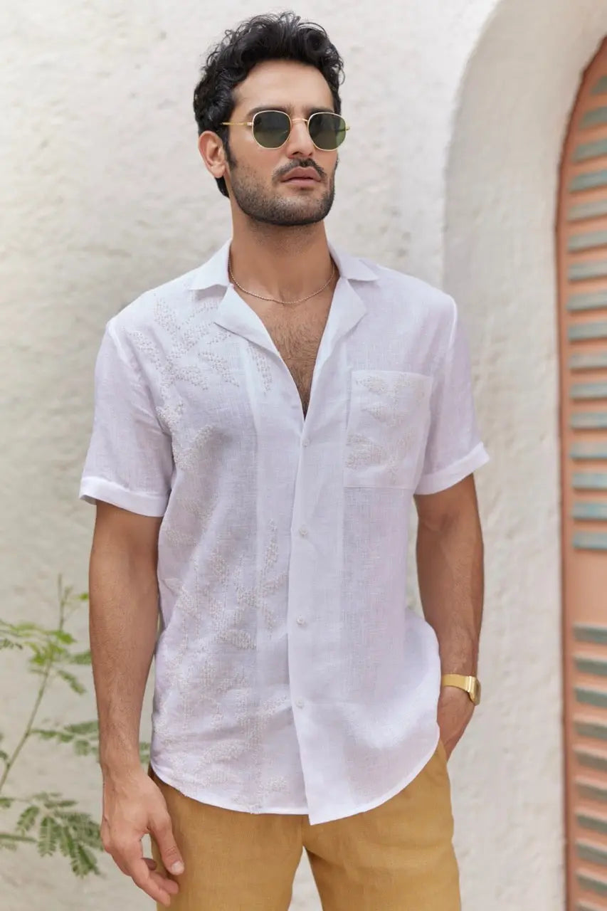 White Cuban Embroidered Shirt – Buy