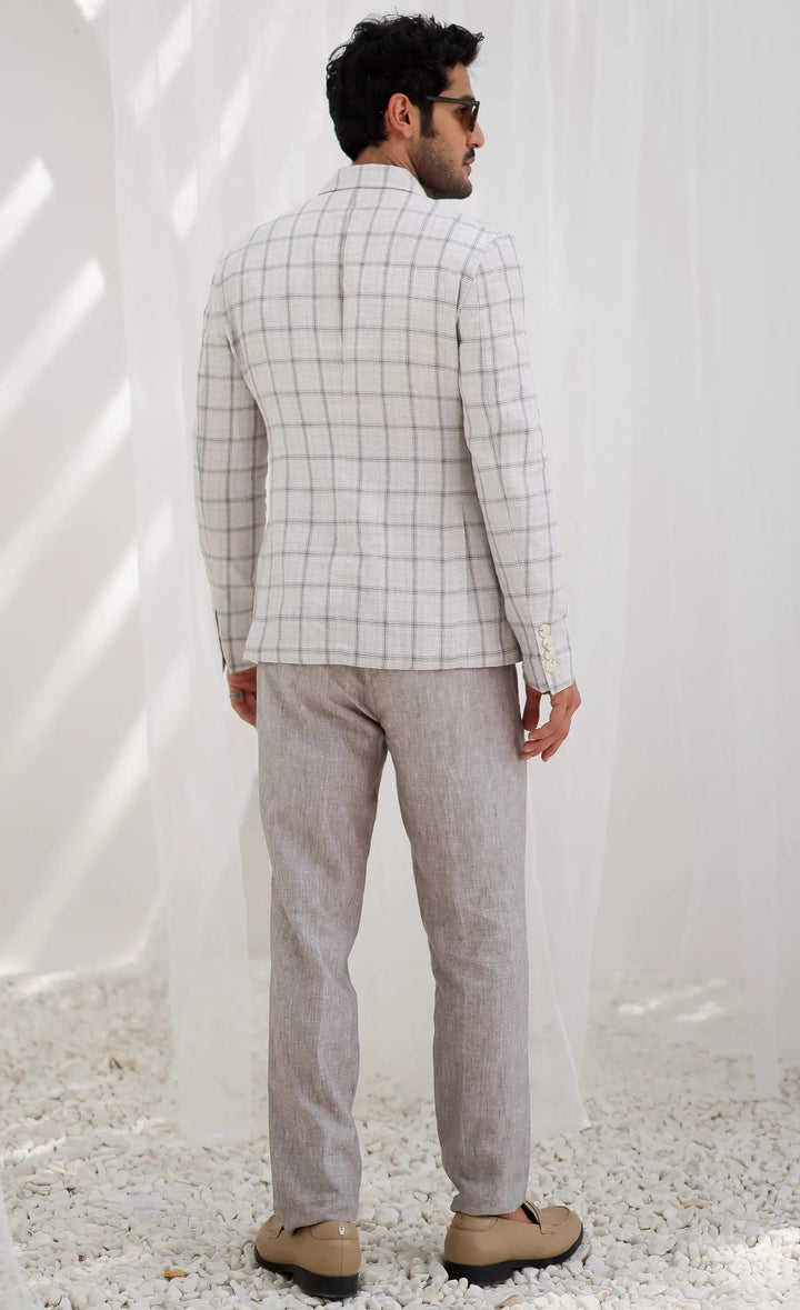 Parchment Plaid Checks Blazer Set - Asuka Couture
