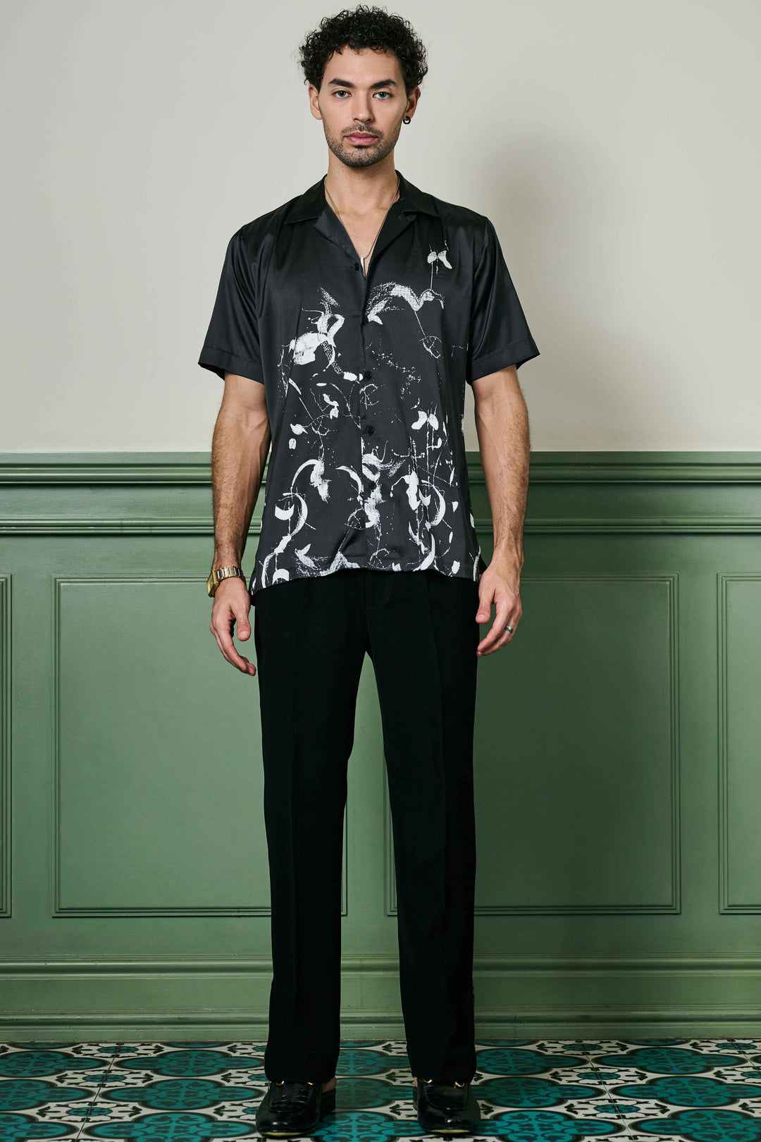 Nocturnal Brushstrokes Habutai Silk Shirt