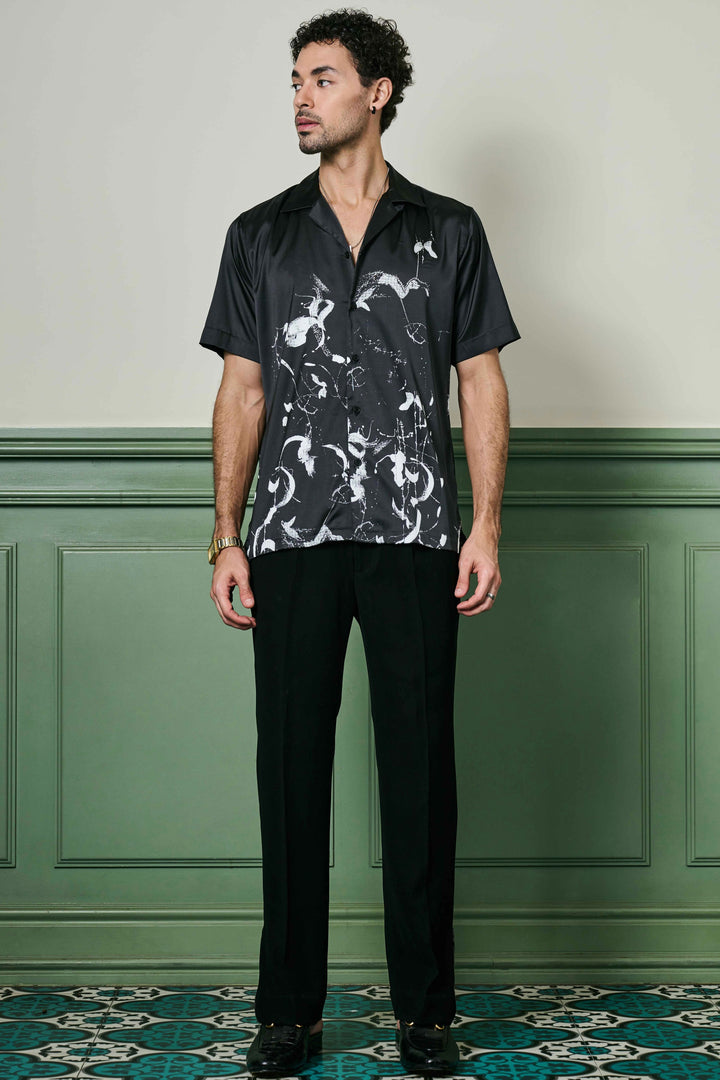 Nocturnal Brushstrokes Habutai Silk Shirt