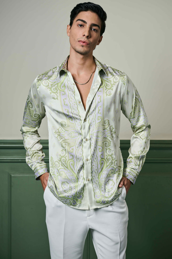 Diljit Dosanjh in Mint Reverie Habutai Silk Shirt