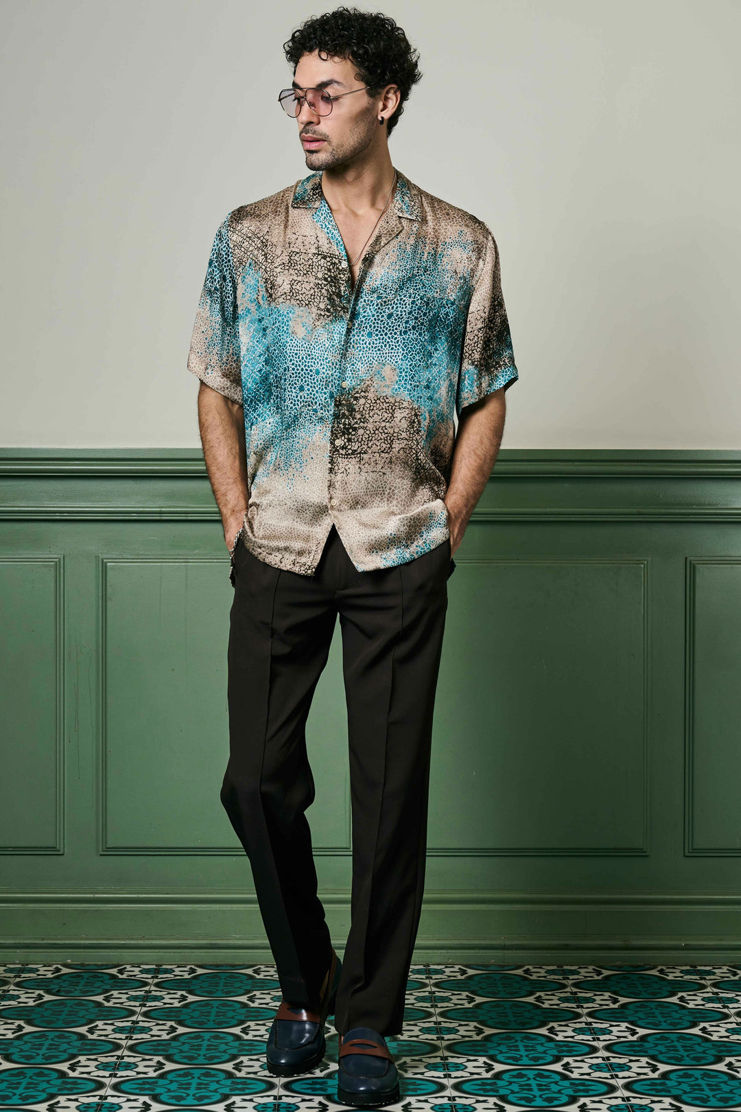 Azure Mirage Habutai Silk Shirt