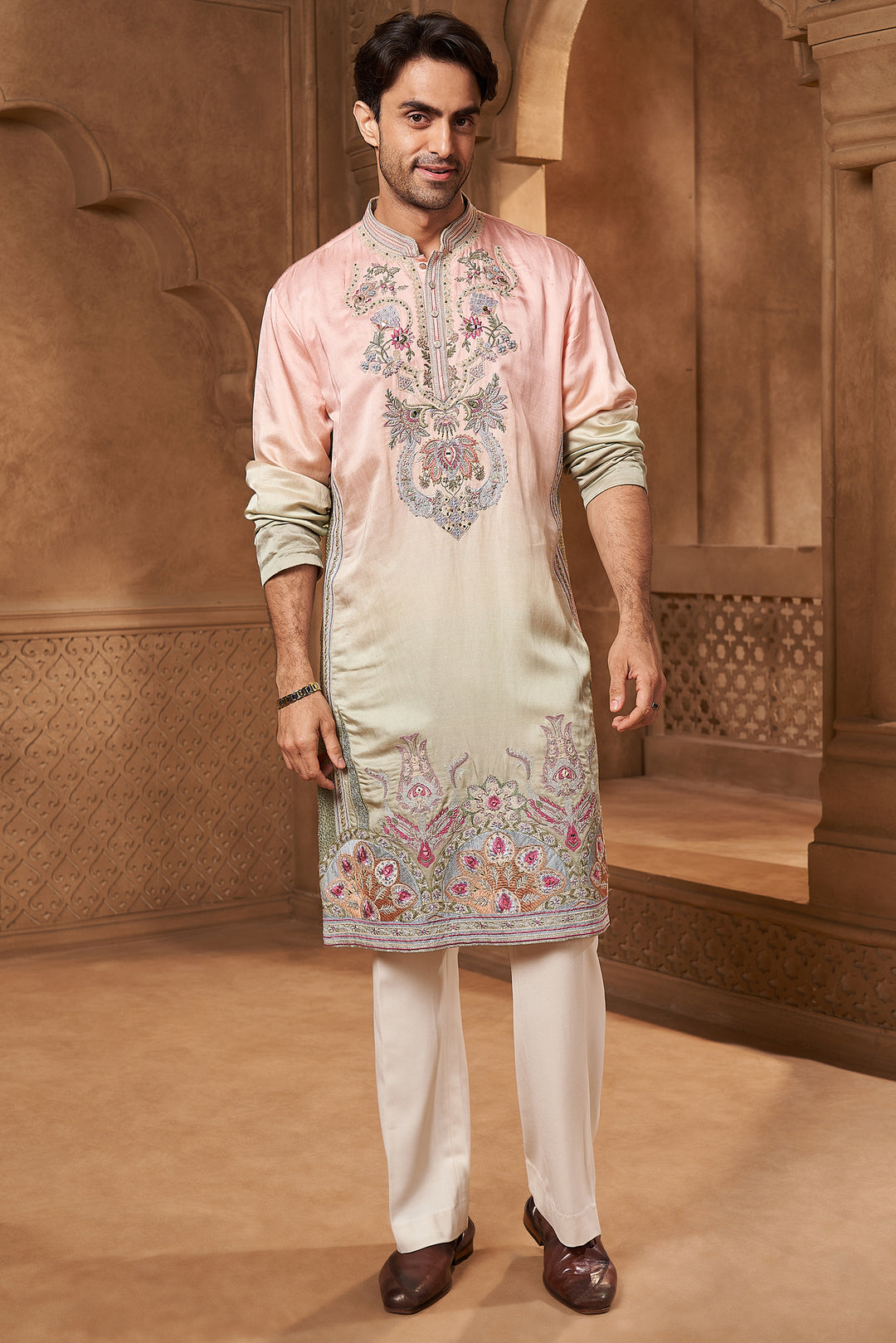 Blush Pink Ombre Kurta Set with Dupatta