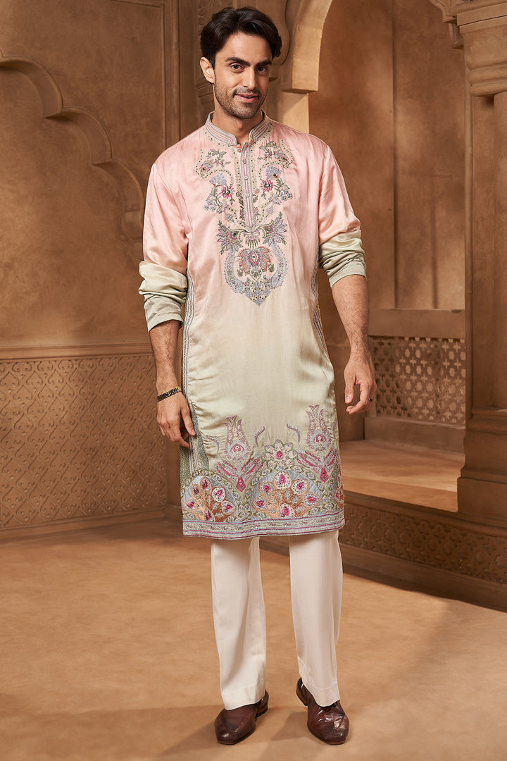 Blush Pink Ombre Kurta Set with Dupatta