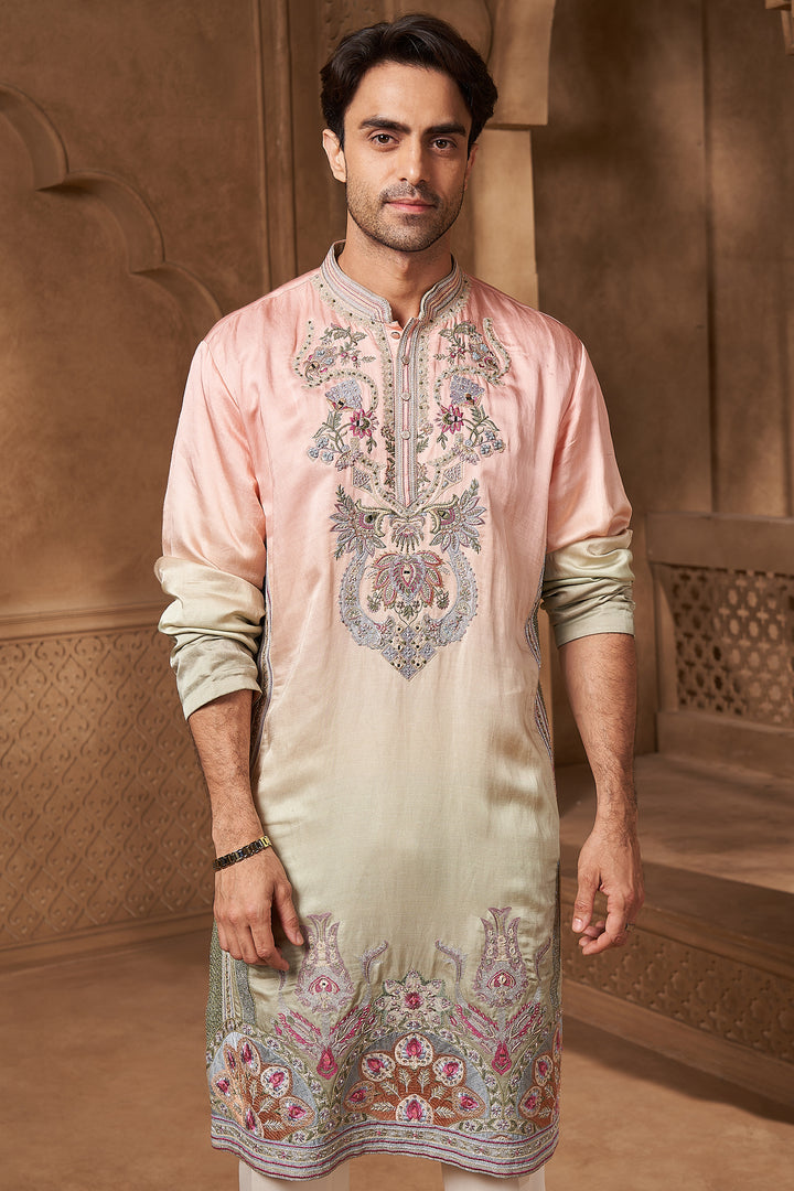 Blush Pink Ombre Kurta Set with Dupatta