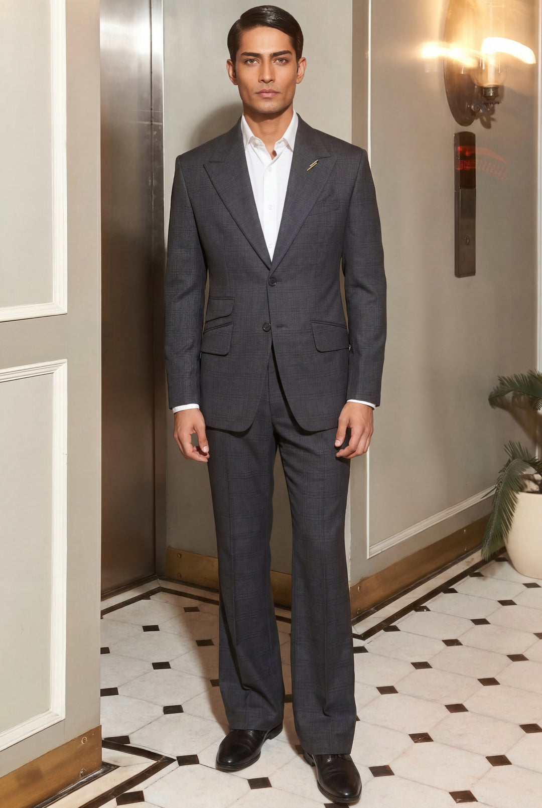 Charcoal Notch-Lapel Suit