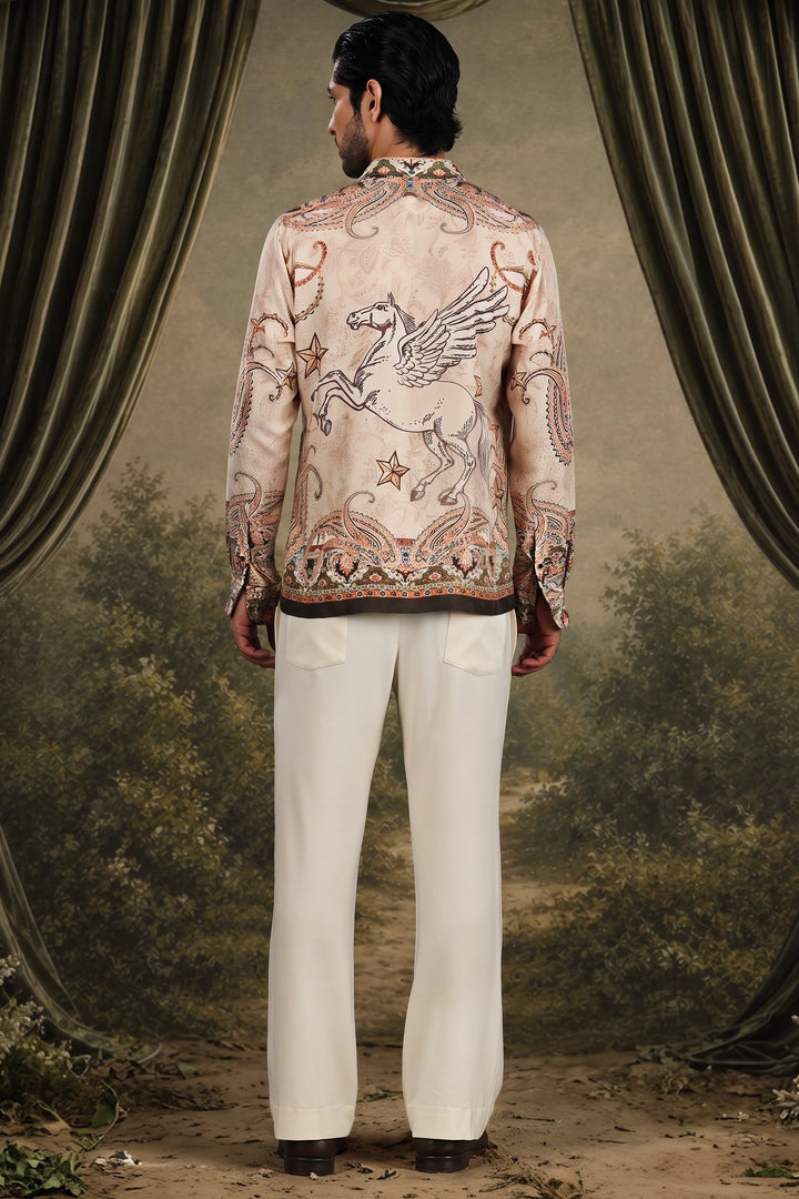 Paisley Star Print Silk Shirt