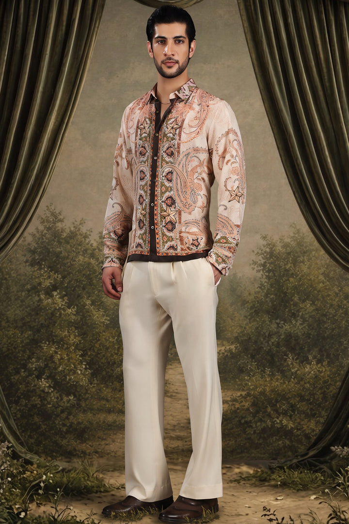 Paisley Star Print Silk Shirt