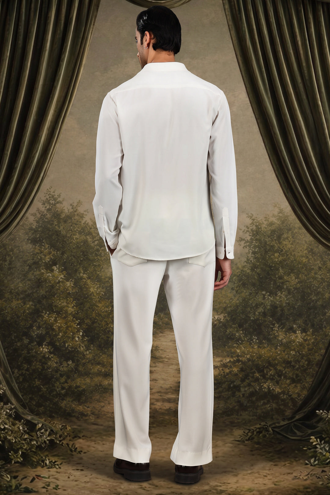 White Lion Head Embroidered Shirt