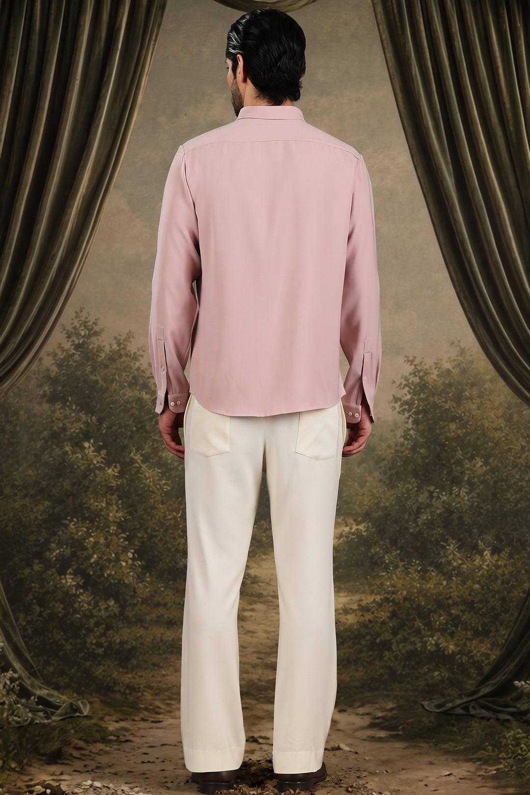 Blush Pink Crest Embellished Shirt