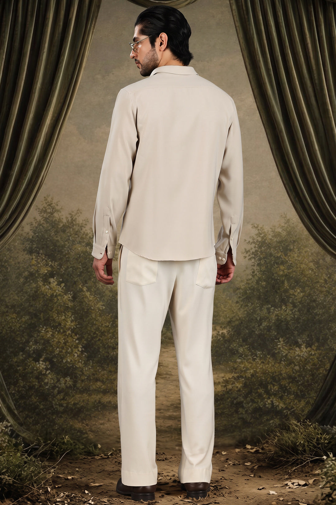 Cream Phoenix Wing Embellished Shirt