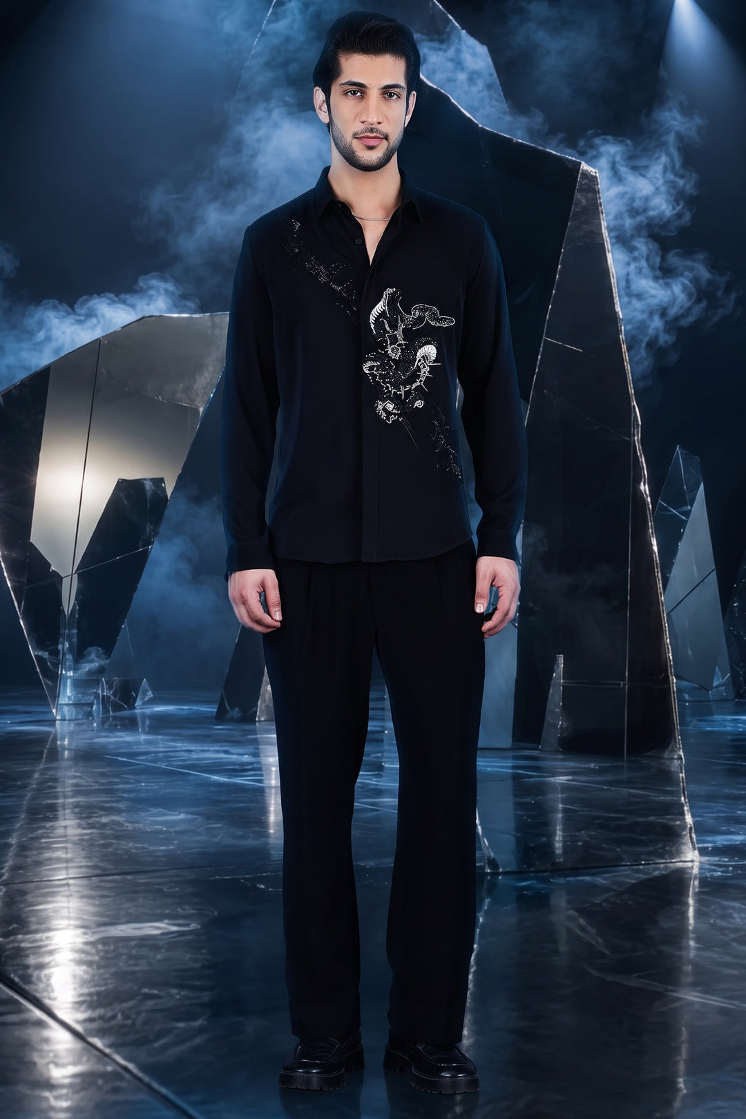 Black Serpent Embellished Shirt