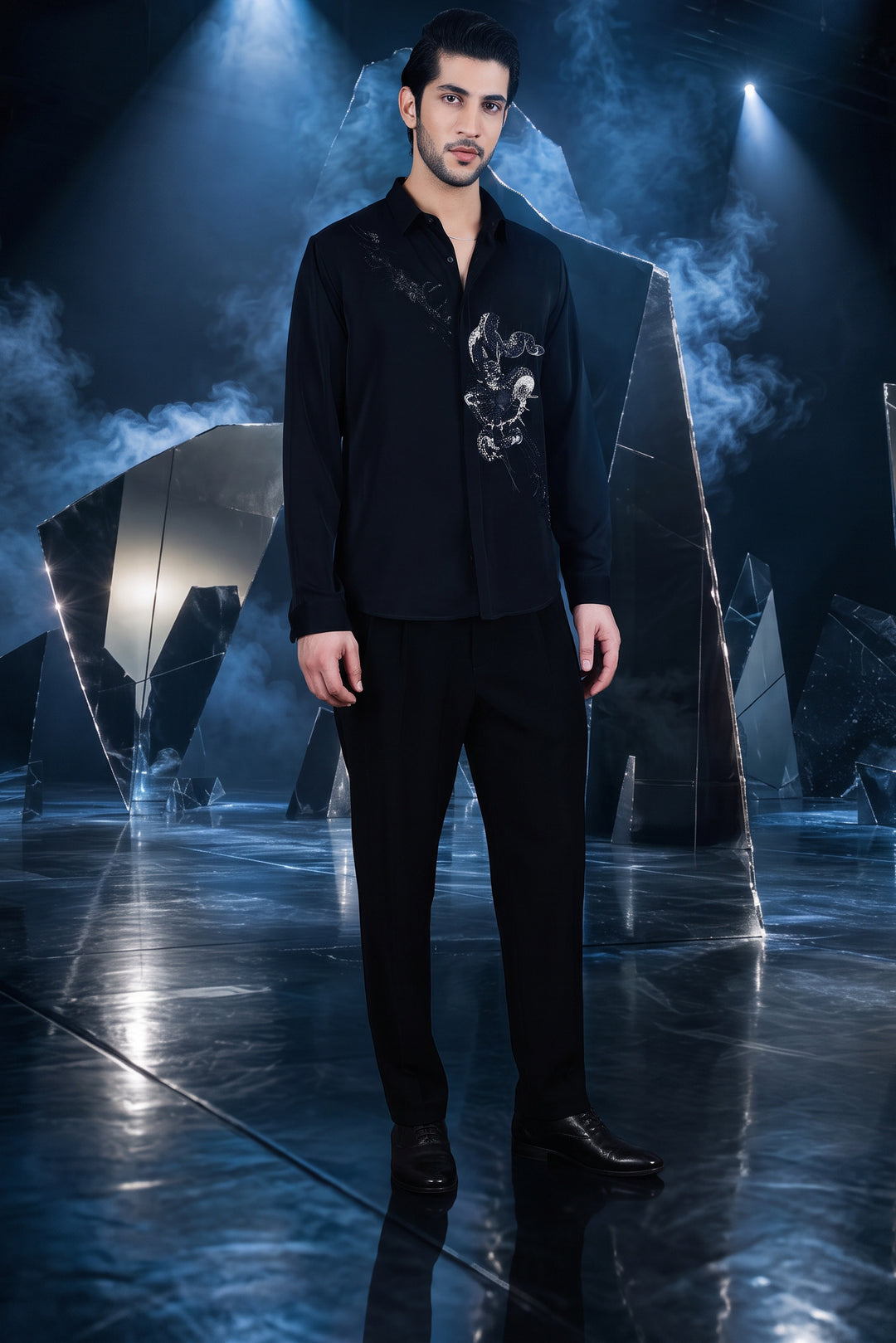 Black Serpent Embellished Shirt