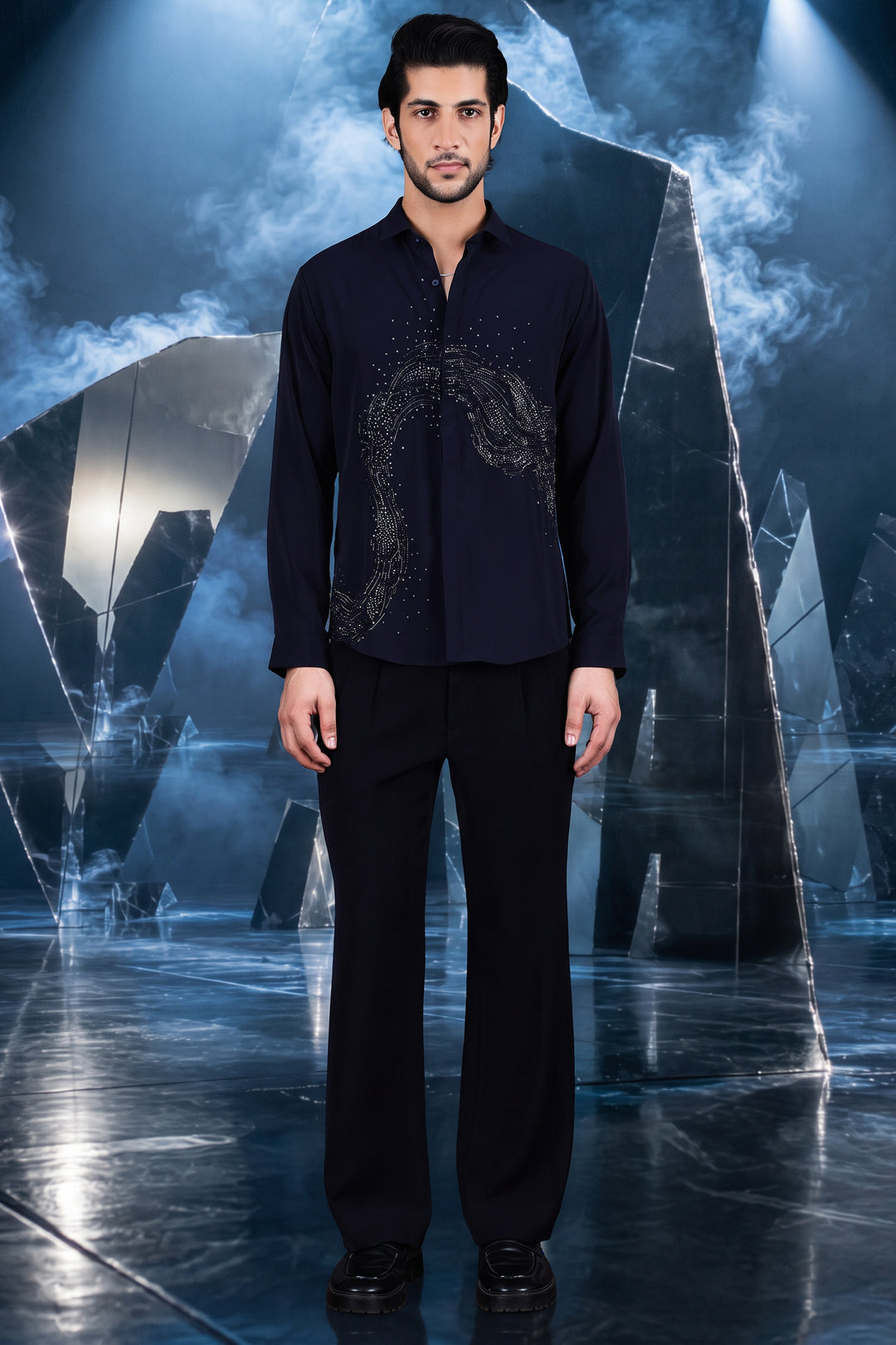 Wave Crystal Embellished Shirt