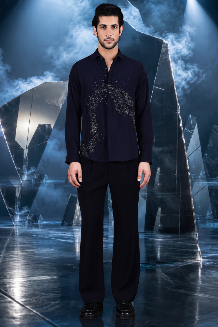 Wave Crystal Embellished Shirt