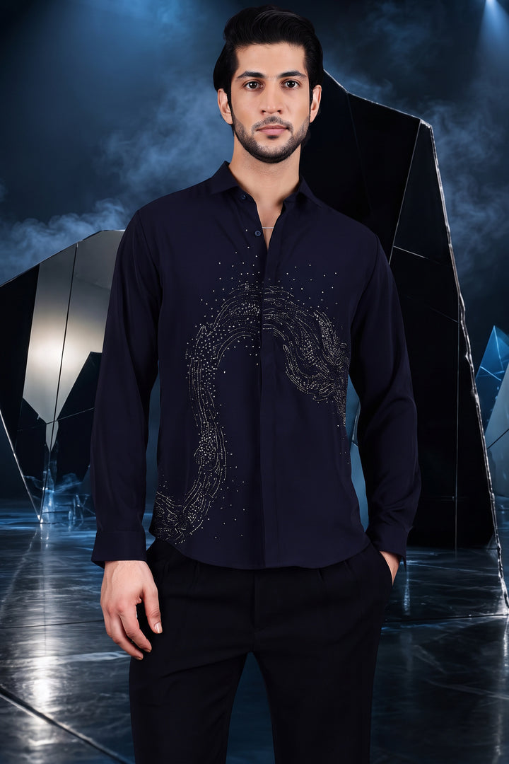 Wave Crystal Embellished Shirt