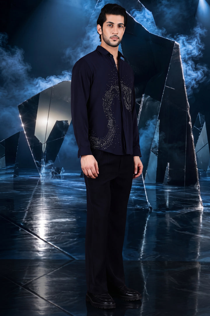 Wave Crystal Embellished Shirt