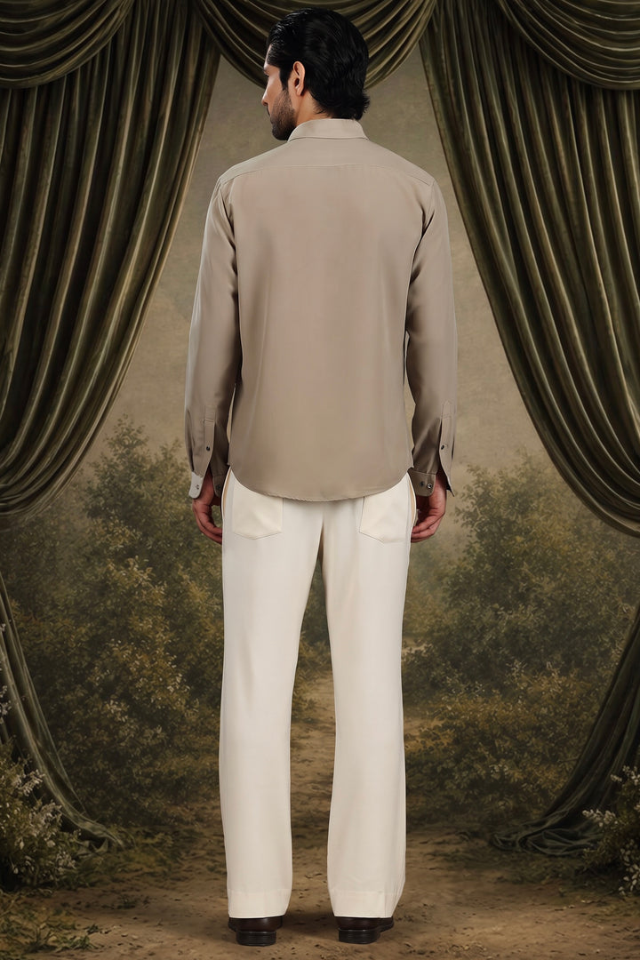Beige Celestial Stag Embroidered Shirt