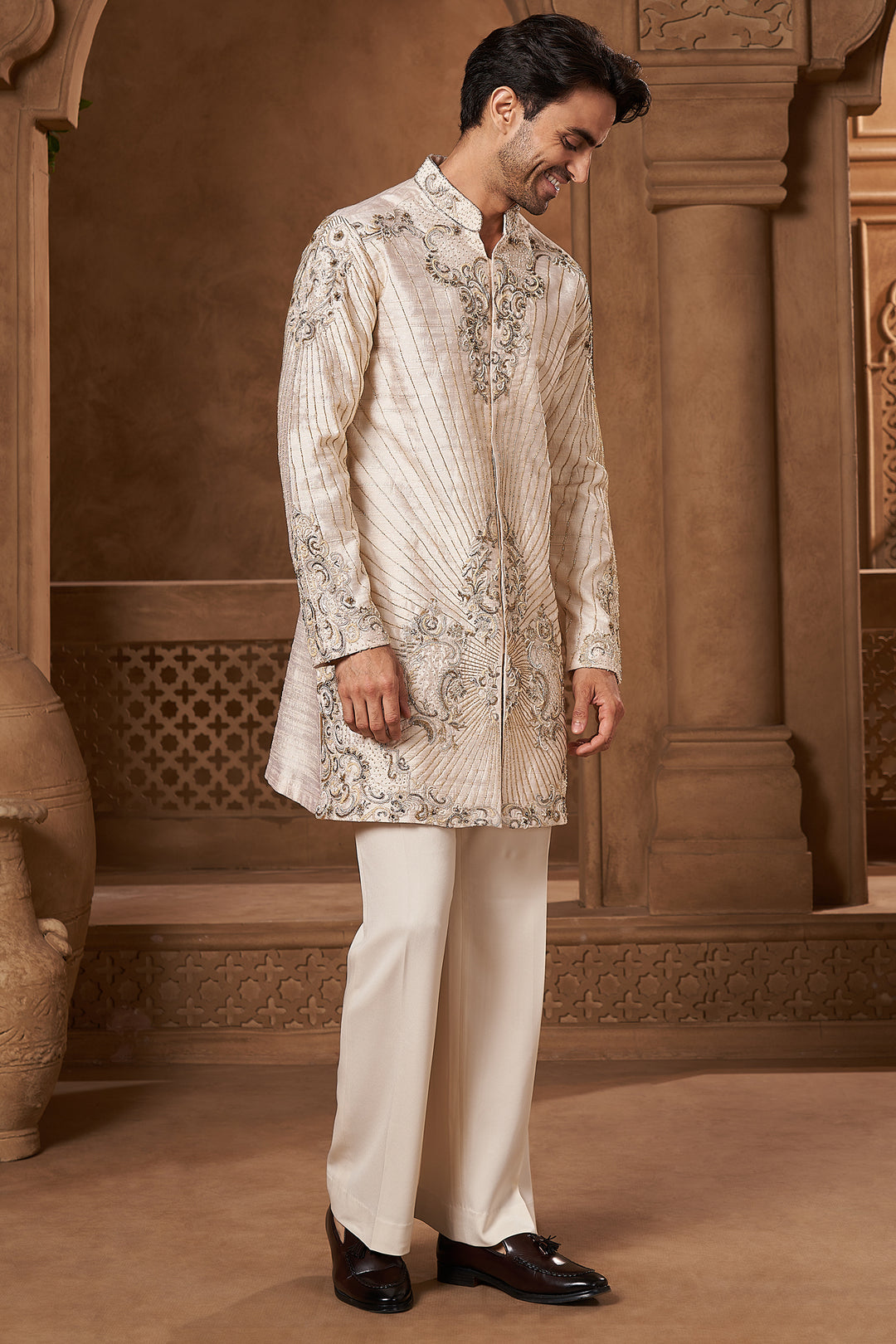 Ivory Raw Silk Dabka Kurta Set