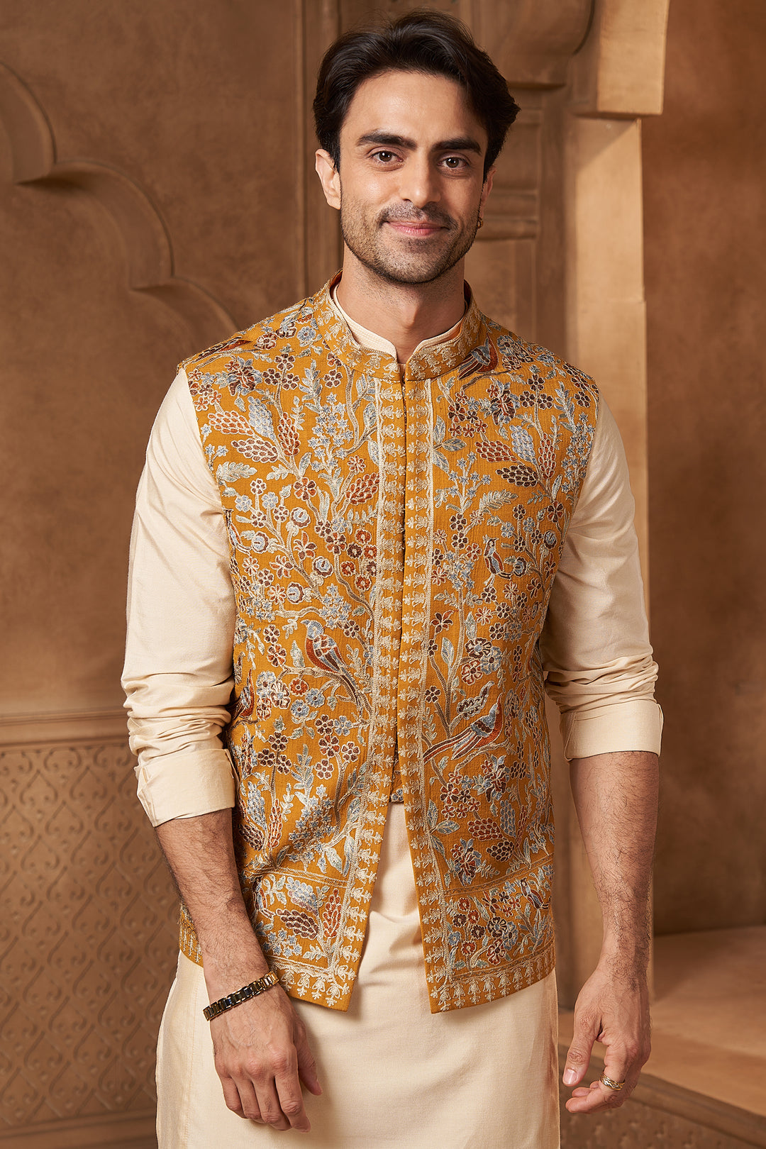 Mustard Pashmina Kashmiri Suzani Bundi Set