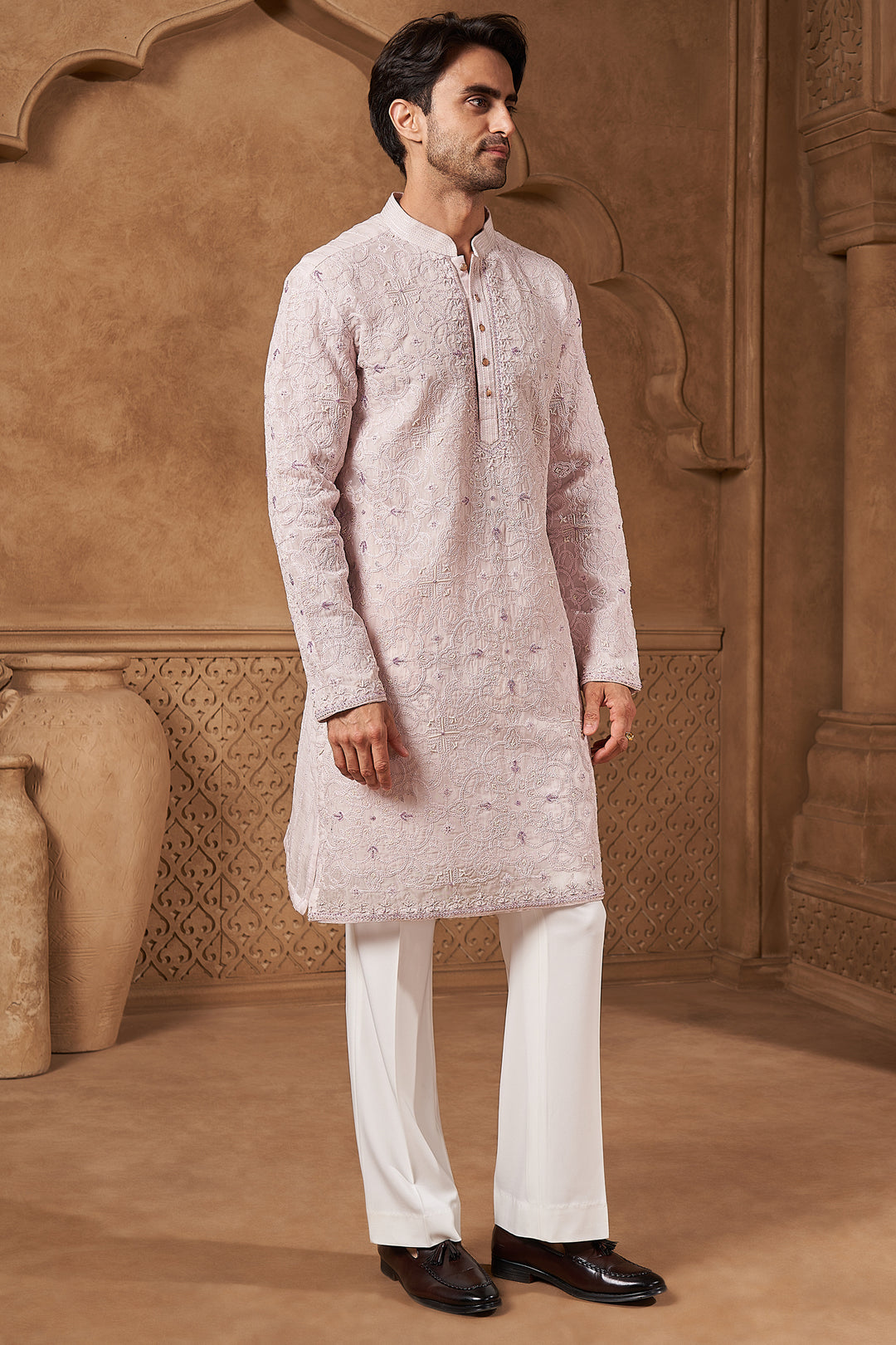 Off-White Organza Ornamental Kurta Set