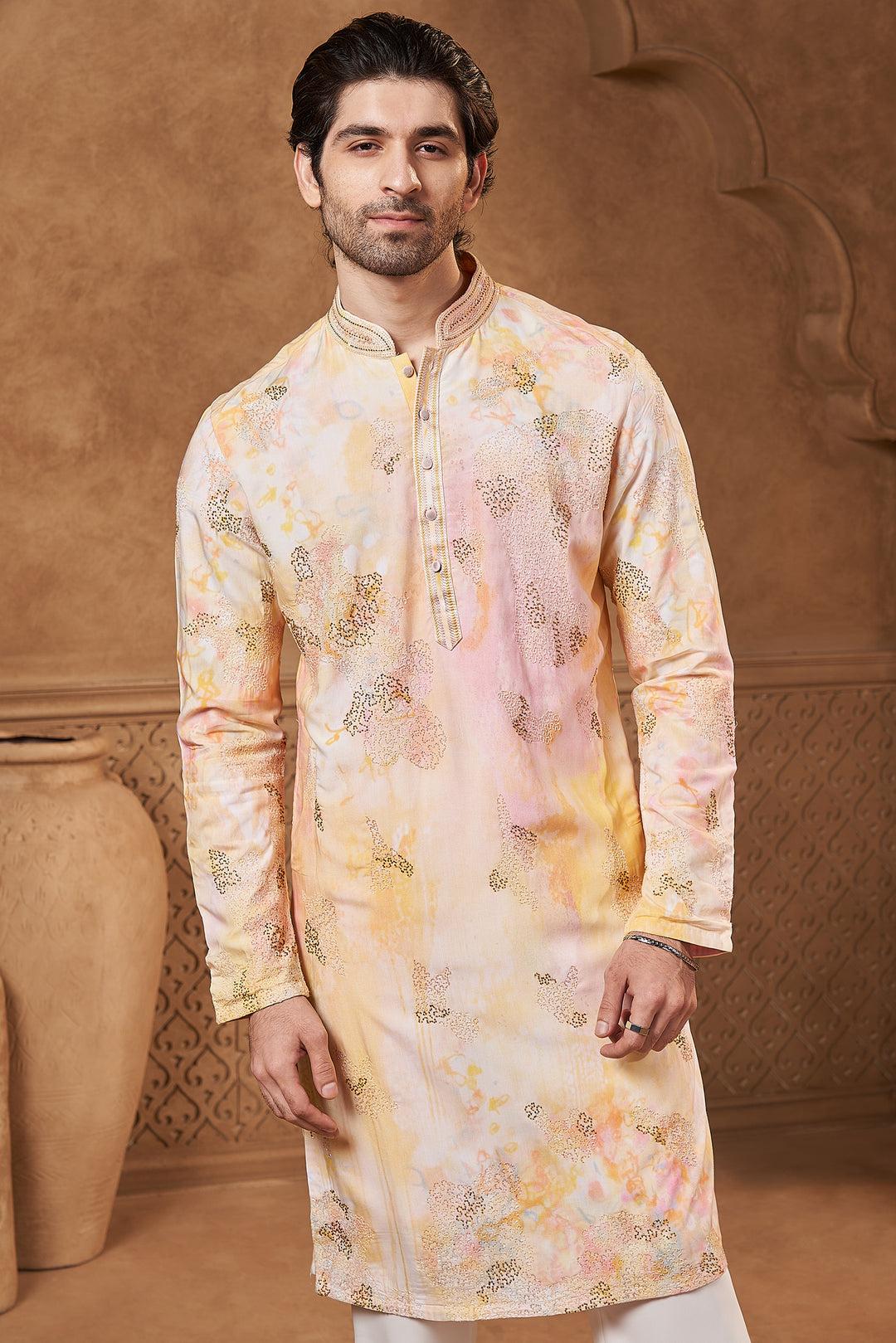 Pastel Watercolour French Knot Kurta Set